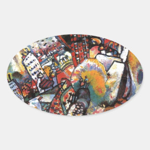 Kandinsky Moskva I Cityscape Abstrakt Painting Ovalt Klistermärke