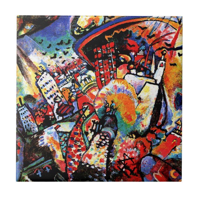Kandinsky - Moskva I, färgrik stadsbild Kakelplatta (Framsidan)