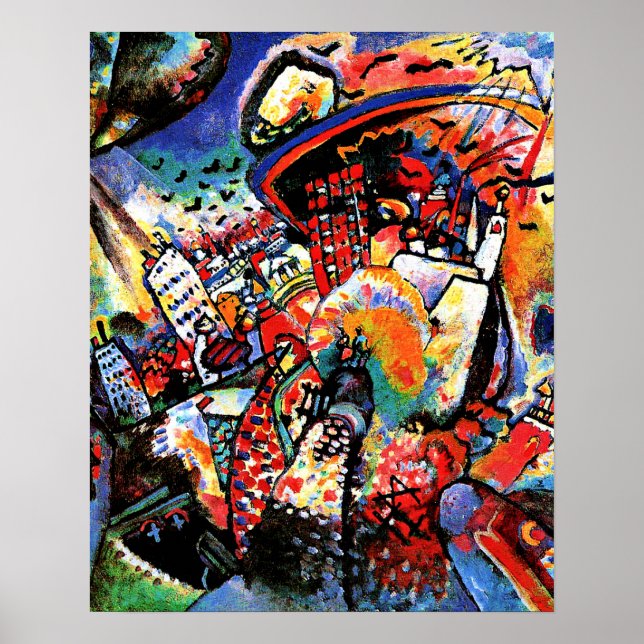 Kandinsky - Moskva I, färgrik stadsbild Poster (Framsidan)