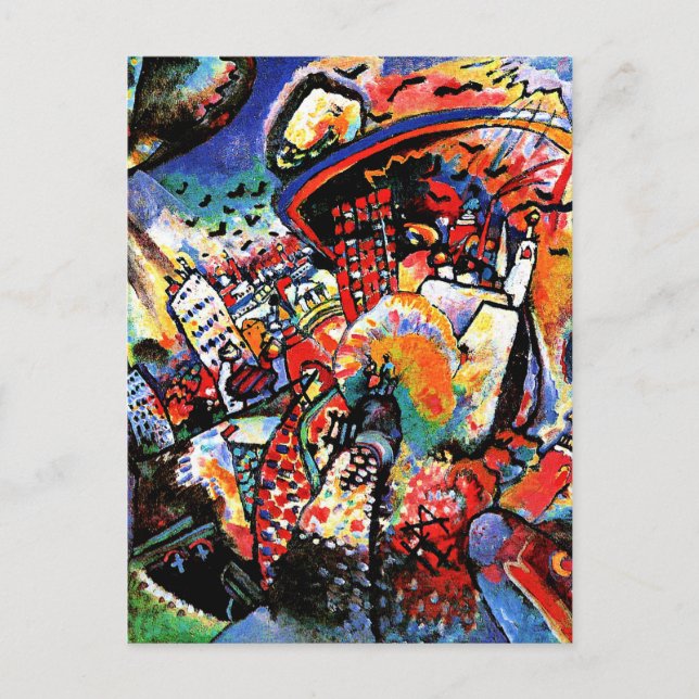 Kandinsky - Moskva I, färgrik stadsbild Vykort (Framsida)