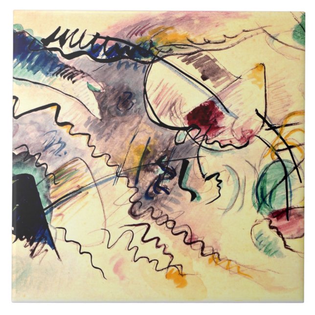 Kandinsky - Namnlös, 1913-grafik Kakelplatta (Framsidan)