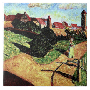 Kandinsky - Old Town II, färglös målning, Kakelplatta