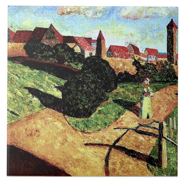 Kandinsky - Old Town II, färglös målning, Kakelplatta (Framsidan)