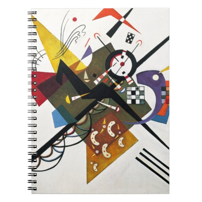 Kandinsky On White Two Abstrakt Painting Anteckningsbok Med Spiral (Framsidan)