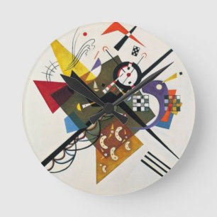 Kandinsky On White Two Abstrakt Painting Rund Klocka