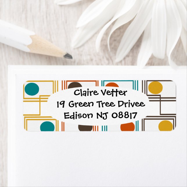 Kandinsky Rectangles med Ovaler Returadress Etikett (Insitu)