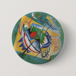 Kandinsky Red Oval Abstrakt Artwork Grönt Gult Knapp