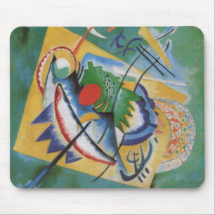 Kandinsky Red Oval Abstrakt Artwork Grönt Gult Musmatta