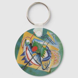 Kandinsky Red Oval Abstrakt Artwork Grönt Gult Nyckelring
