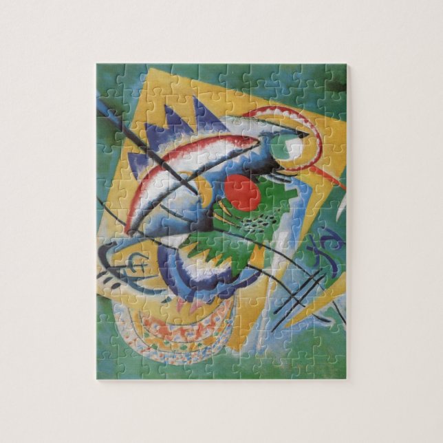 Kandinsky Red Oval Abstrakt Artwork Grönt Gult Pussel (Vertikal)