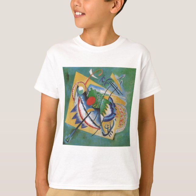 Kandinsky Red Oval Abstrakt Artwork Grönt Gult Tee (Framsida)