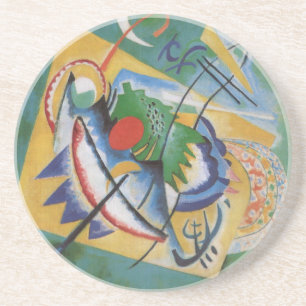 Kandinsky Red Oval Abstrakt Artwork Grönt Gult Underlägg