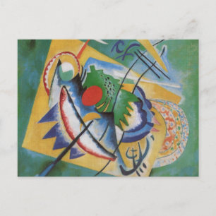 Kandinsky Red Oval Abstrakt Artwork Grönt Gult Vykort