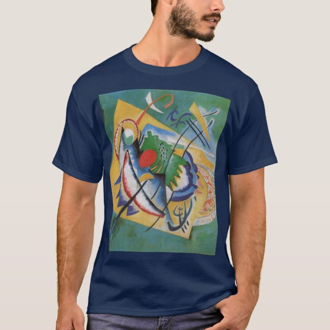 Kandinsky Red Oval Abstrakt Grönt Gult Blue T Shirt (Framsida)