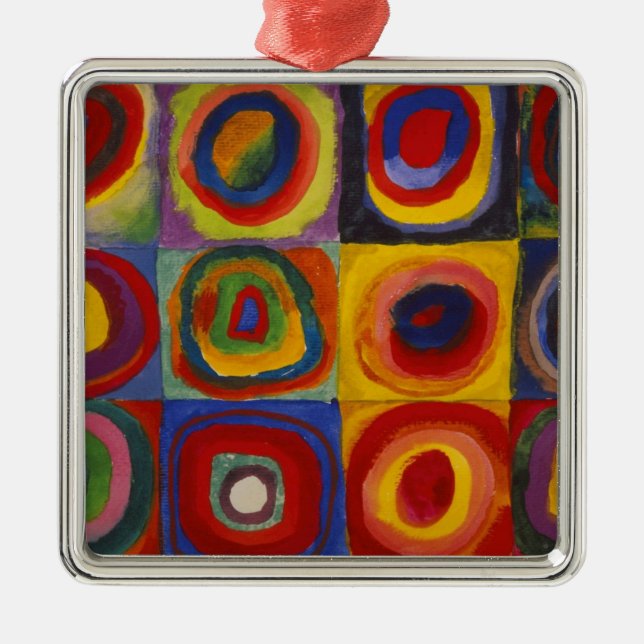Kandinsky:s undersökning av Squares Circles i färg Julgransprydnad Metall (Framsidan)