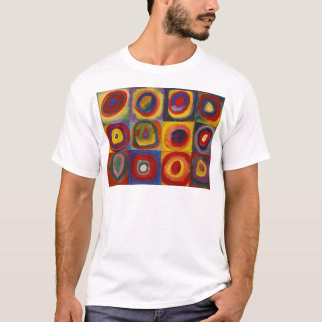 Kandinsky:s undersökning av Squares Circles i färg T-shirt (Framsida)