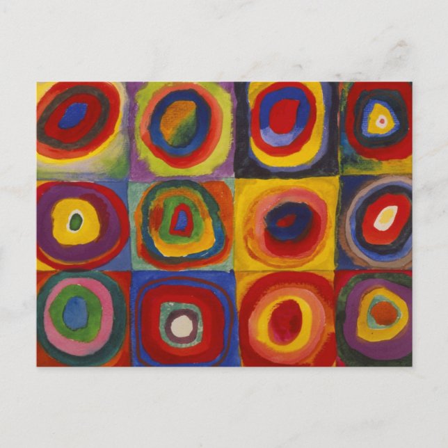 Kandinsky:s undersökning av Squares Circles i färg Vykort (Framsida)