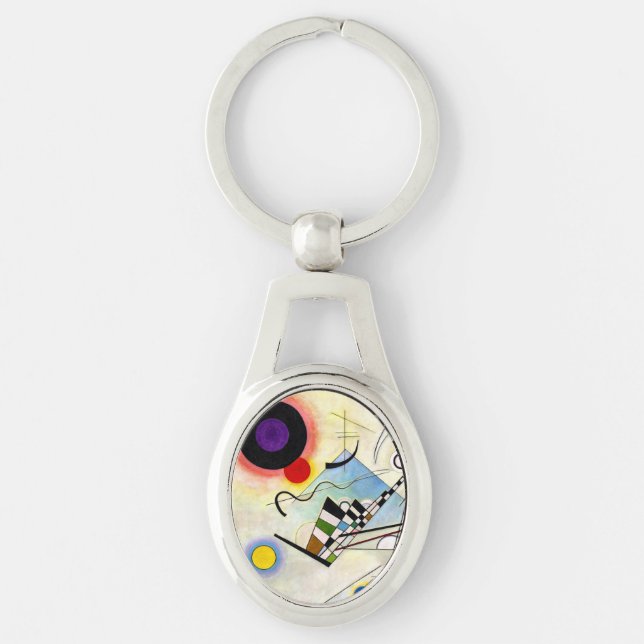 Kandinsky-sammansättning 8 ovalt silverfärgad nyckelring (Framsidan)
