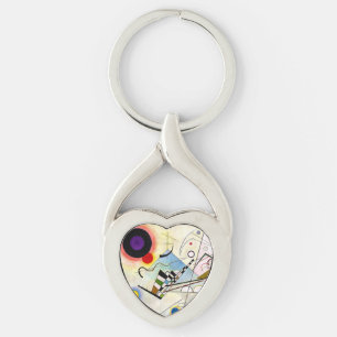 Kandinsky-sammansättning 8 twisted heart silverfärgad nyckelring