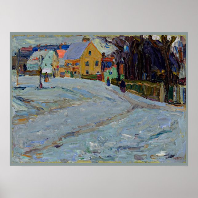Kandinsky - Schwabing Nikolaiplatz, Winter Poster (Framsidan)