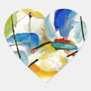 Kandinsky Sea Battle 1913 Hjärtformat Klistermärke
