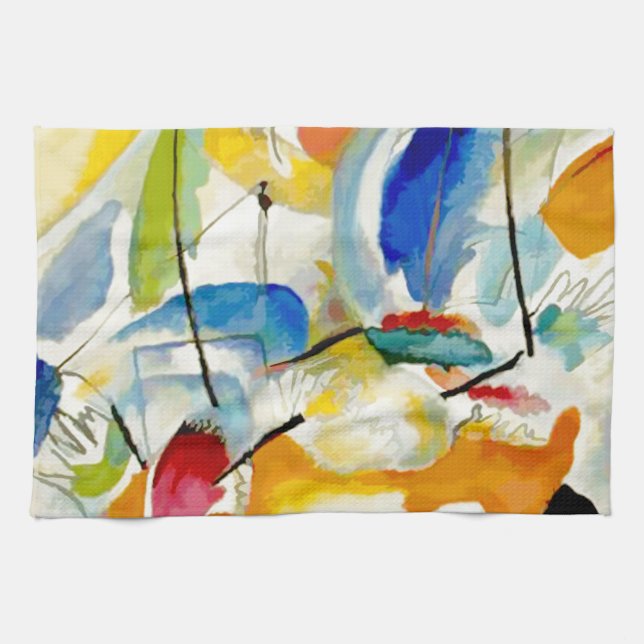 Kandinsky Sea Battle 1913 Kökshandduk (Horisontell)