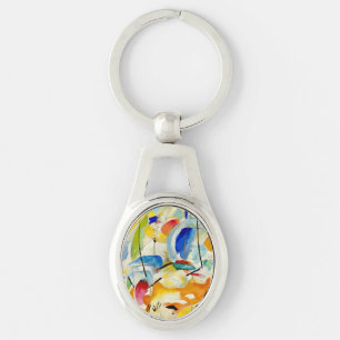 Kandinsky Sea Battle 1913 Ovalt Silverfärgad Nyckelring