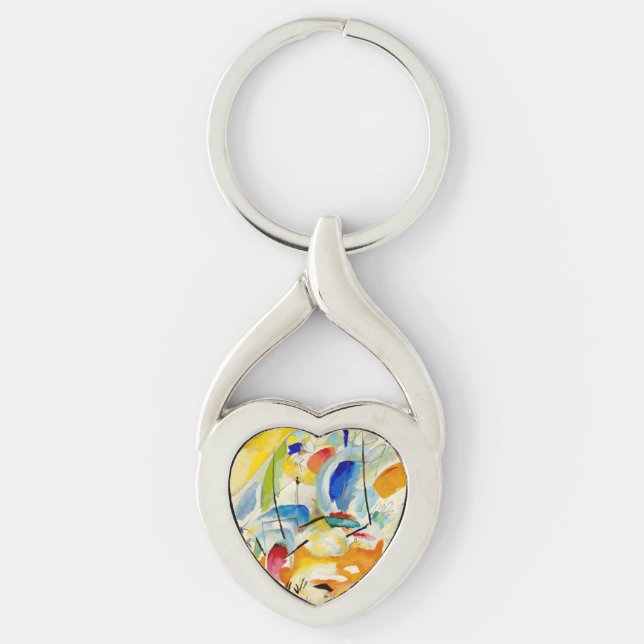 Kandinsky Sjöslag 1913 Twisted Heart Silverfärgad Nyckelring (Framsidan)