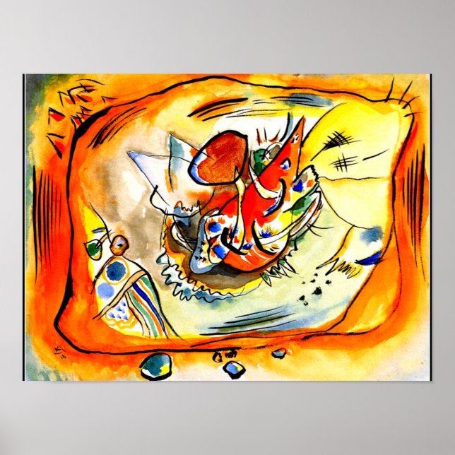 Kandinsky - Skiss för en målning, orange kant Poster (Framsidan)