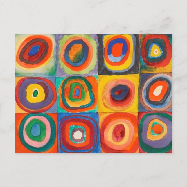 Kandinsky Squares Concentric Circles Helg Vykort (Framsida)