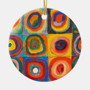 Kandinsky Squares Concentric Circles Julgransprydnad Keramik