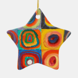 Kandinsky Squares Concentric Circles Julgransprydnad Keramik
