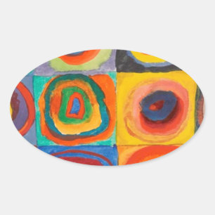 Kandinsky Squares Concentric Circles Ovalt Klistermärke