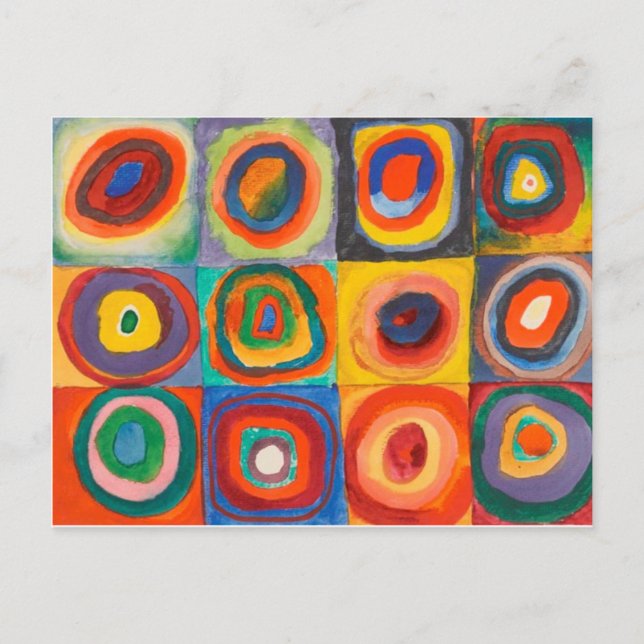 Kandinsky Squares Concentric Circles Vykort (Framsida)