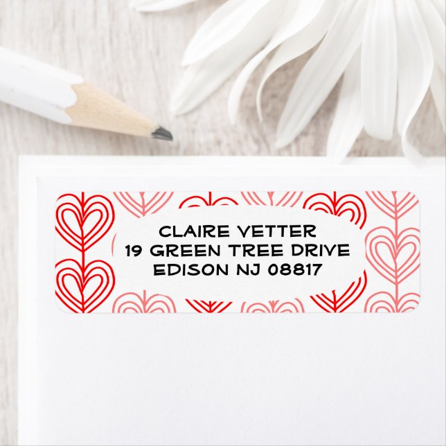 Kandinsky Staggered Valentine Returadress Etikett (Insitu)