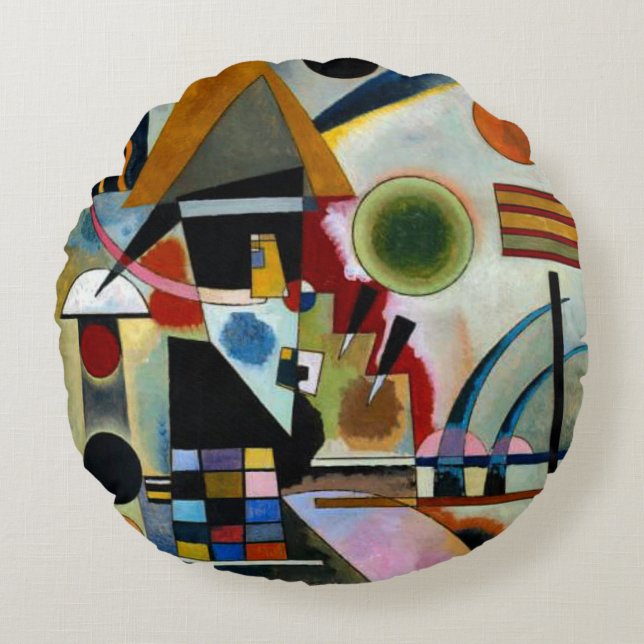 Kandinsky - Svängande Rund Kudde (Framsidan)