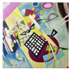 Kandinsky - Svart rutnät Kakelplatta