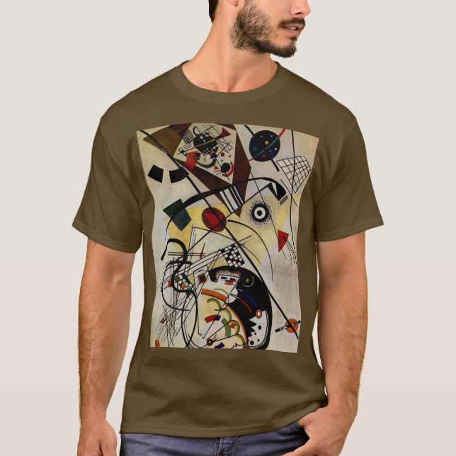 Kandinsky Transverse Obruten Line Brown T Shirt (Framsida)