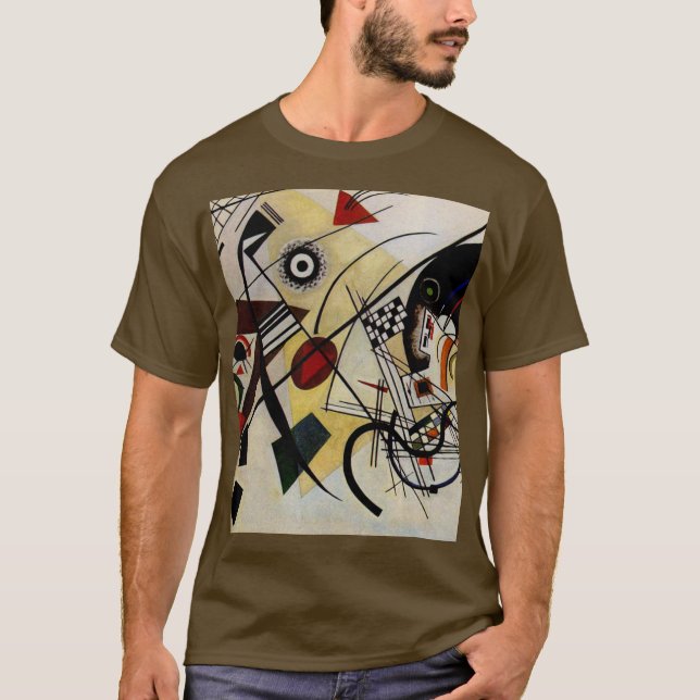 Kandinsky Transverse Obruten Line Brown T Shirt (Framsida)