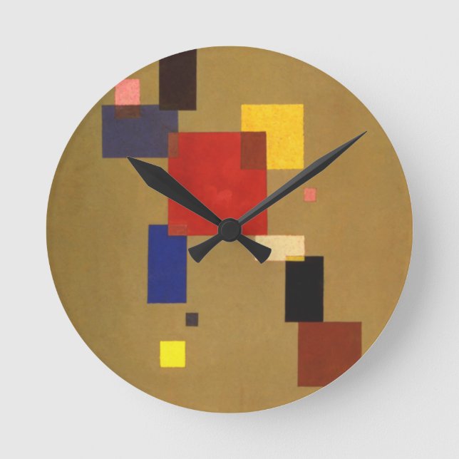 Kandinsky Tretton Rectangles Abstrakt Painting Rund Klocka (Framsida)