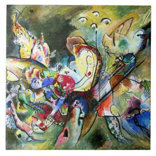 Kandinsky - Troubled, färglös målning, Kakelplatta