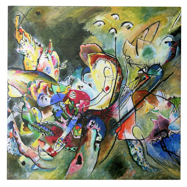 Kandinsky - Troubled, färglös målning, Kakelplatta (Framsidan)