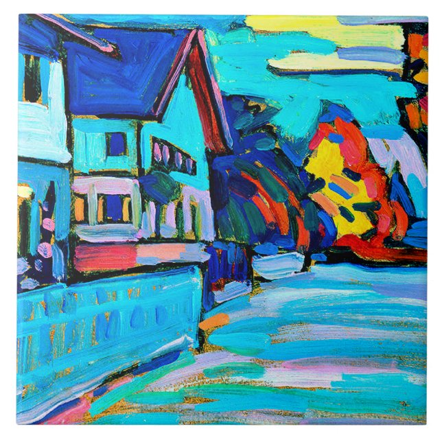 Kandinsky - två hus kakelplatta (Framsidan)