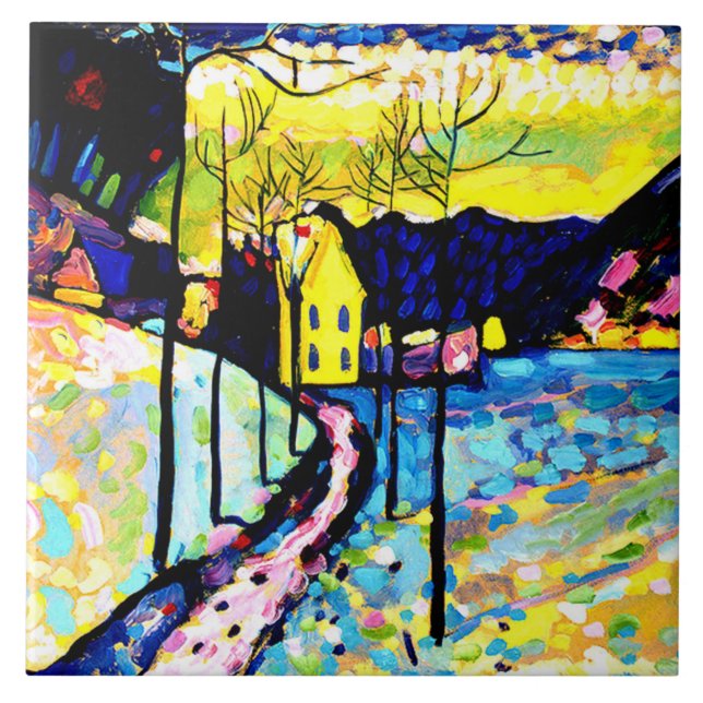 Kandinsky - vinterlandskap kakelplatta (Framsidan)