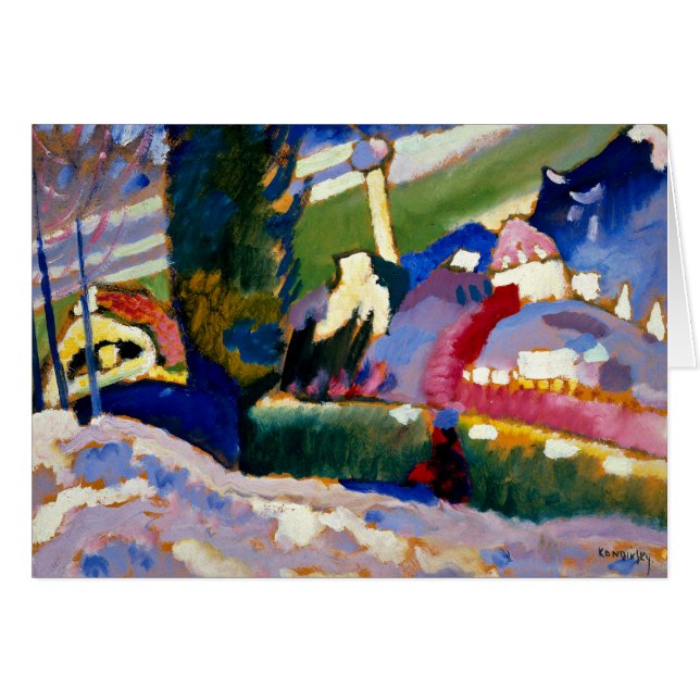 Kandinsky - vinterlandskap med kyrka hälsningskort (Framsidan Horizontal)