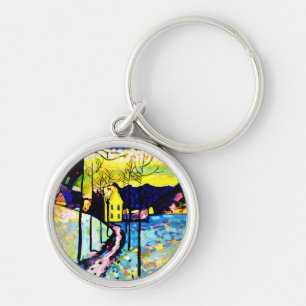 Kandinsky - vinterlandskap rund silverfärgad nyckelring