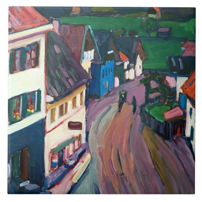 Kandinsky - Visa från fönstret Griesbrau Kakelplatta (Framsidan)