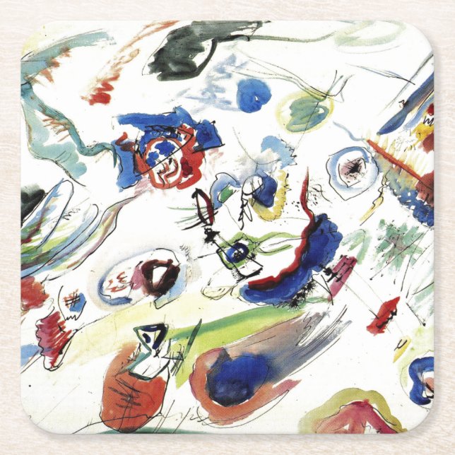 Kandinsky's Abstrakt Painting Artwork Underlägg Papper Kvadrat (Framsidan)