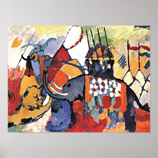 Kandinskys djurmålning, Elefanten, Poster (Framsidan)