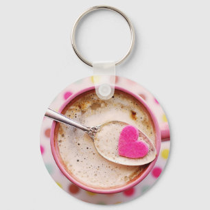 Kandisekaffe cappuccino vit rosa mugg nyckelring